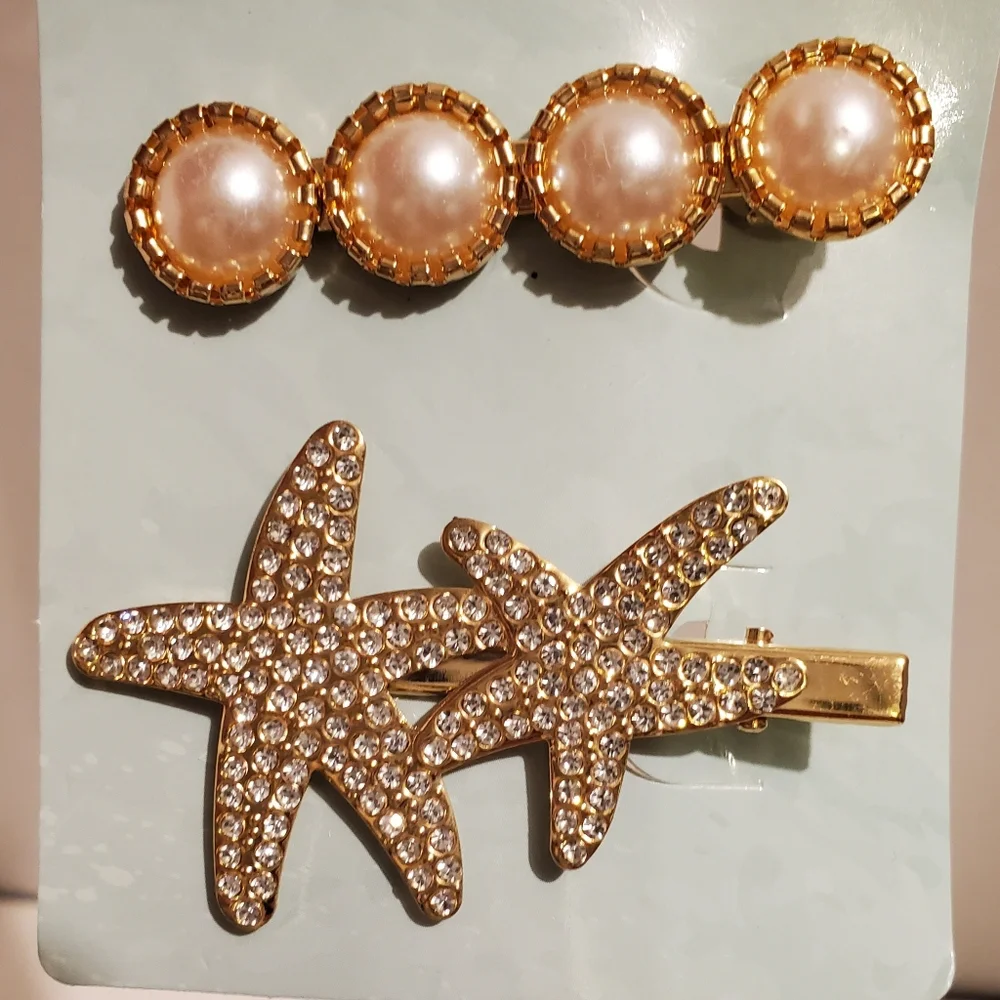 Set Of Two Pks Of Faux Jeweled Hair Bobby Pins